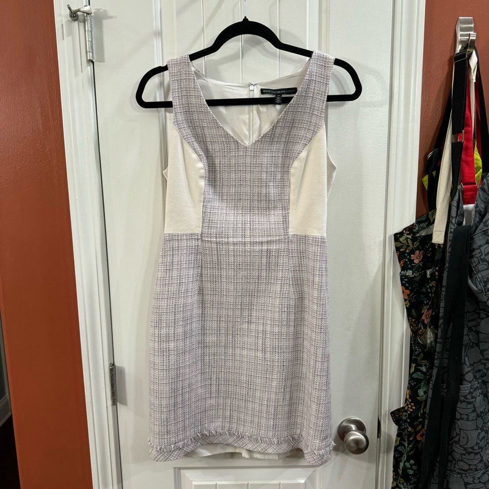 White House Black Market Tweed V-Neck Dress Size 6P